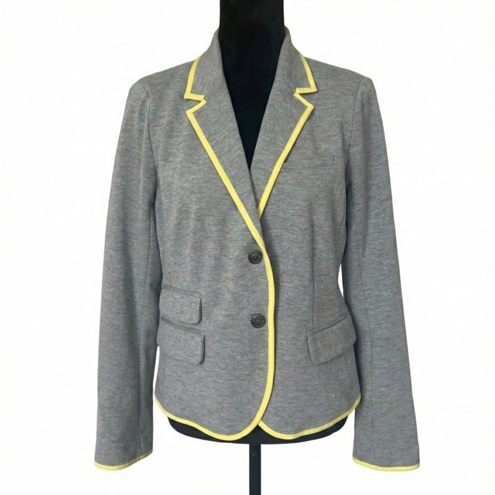 GAP The Academy Heathered Gray Blazer with Yellow Accent Designer Button Classic